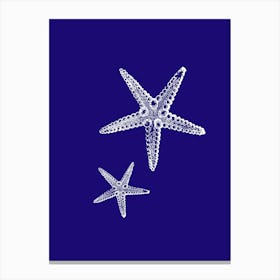 Starfish On Blue Background Canvas Print