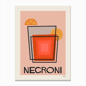 Negroni Retro Cocktail  Canvas Print