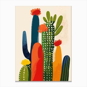 Rat Tail Cactus Minimalist Abstract Illustration 4 Canvas Print