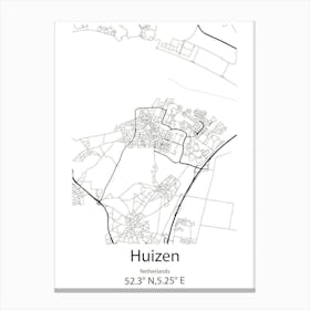 Huizen,Netherlands Minimalist Map Canvas Print