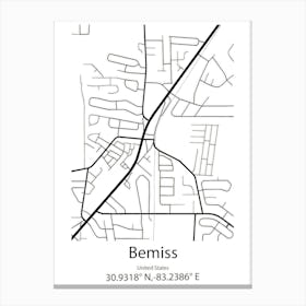 Bemiss,United States Minimalist Map Canvas Print