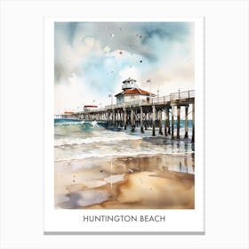 Huntington Beach Watercolor 2travel Poster Canvas Print