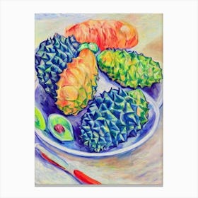 Durian Vintage Sketch Fruit Canvas Print
