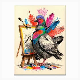 Pigeon Painting 1 Canvas Print