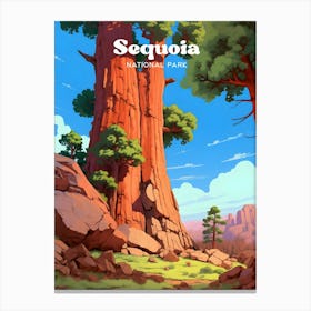 Sequoia National Park California Hiking Modern Travel Illustration Canvas Print