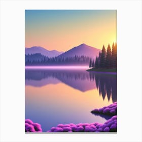 Sunset Over Lake Canvas Print