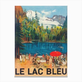 Le Lac Bleu Switzerland Vintage Travel Poster Canvas Print
