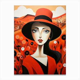 Woman In A Red Hat Canvas Print