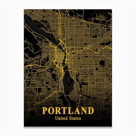 Portland Gold City Map 1 Canvas Print