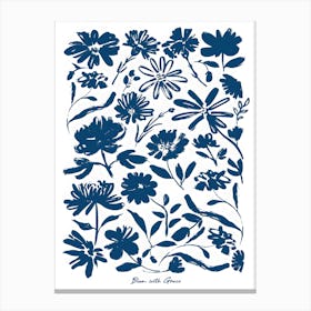 Navy Blue Colour Flower Canvas Print