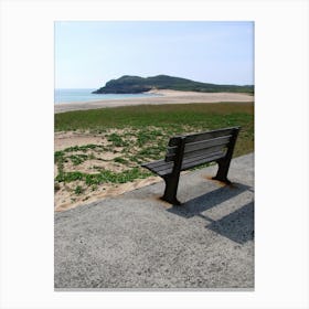 Bench On A Beach Canvas Print