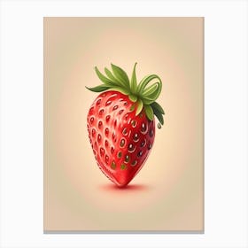 A Single Strawberry, Fruit, Retro Drawing 1 Canvas Print