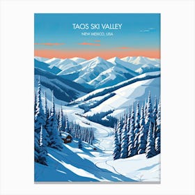 Poster Of Taos Ski Valley   New Mexico, Usa, Ski Resort Illustration 2 Canvas Print