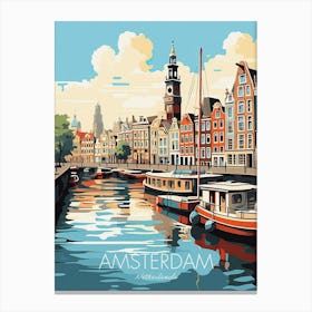 Amsterdam Netherlands Canal Vintage Travel Canvas Print