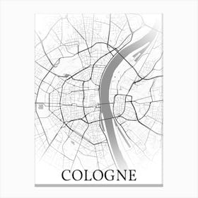 Cologne, North Rhine Westphalia, Germany, City Map, Black And White Fade Design Leinwandbild