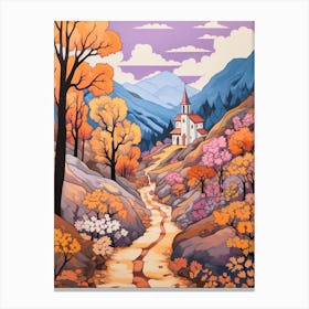 Mestia To Ushguli Trail Gerogia 2 Hike Illustration Canvas Print