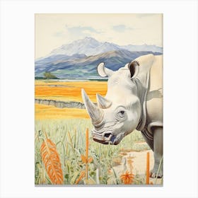 Patchwork Rhino With The Trees 3 Canvas Print