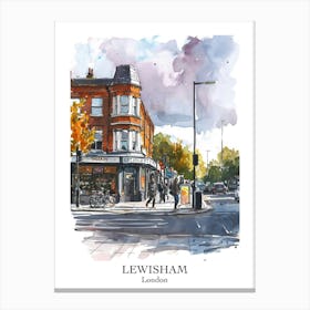 Lewisham London Borough   Street Watercolour 2 Poster Canvas Print