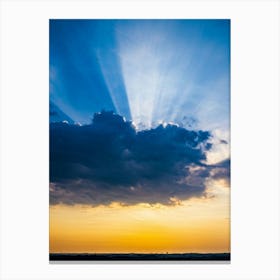 An Idyllic Sunset Unfolds In Heaven Where Beautiful Sun Rays Pierce Through The Clouds Creating A P (2) Canvas Print