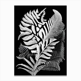 Flat Leaf Fern Linocut Canvas Print
