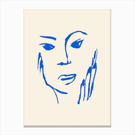 Matisse Style Portrait 1 Blue Canvas Print