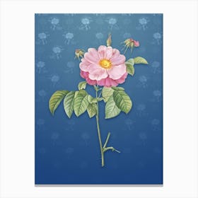 Vintage Speckled Provins Rose Botanical on Bahama Blue Pattern n.1098 Canvas Print