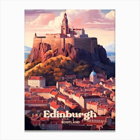 Edinburgh Scotland Sunset Travel Illustration Canvas Print