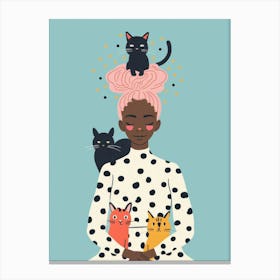 Cat Lady With Cats Canvas Print