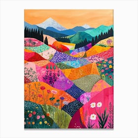 Colorful Landscape With Mountain and Flowers 15 Canvas Print