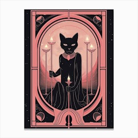 Death Tarot Card, Black Cat In Pink 0 Canvas Print