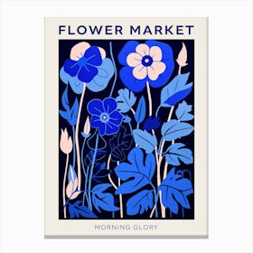 Blue Flower Market Poster Morning Glory 2 Canvas Print