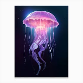 Mauve Stinger Jellyfish Neon Illustration 11 Canvas Print