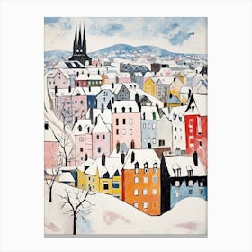 Winter Snow Edinburgh   Scotland Snow Illustration 2 Canvas Print