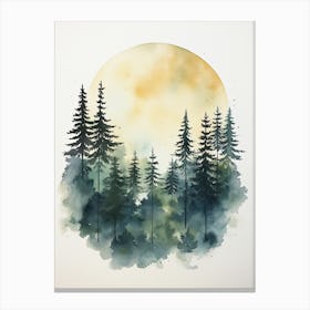 Watercolour Painting Of Boreal Forest   Northern Hemisphere 5 Canvas Print
