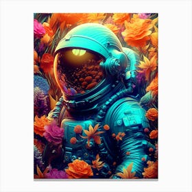 Astronaut In Flowers 2 Canvas Print