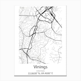 Vinings,United States Minimalist Map Canvas Print