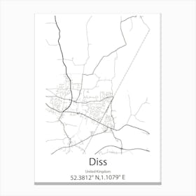 Diss,United Kingdom Minimalist Map Canvas Print