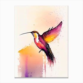 Hummingbird At Sunset Minimalist Watercolour Canvas Print