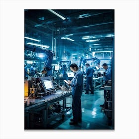 Factory Workers In A Factory Canvas Print