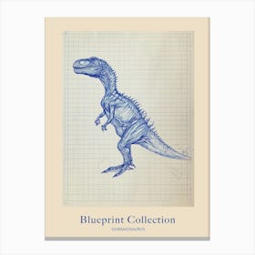 Ouranosaurus Dinosaur Blue Print Style Poster Canvas Print