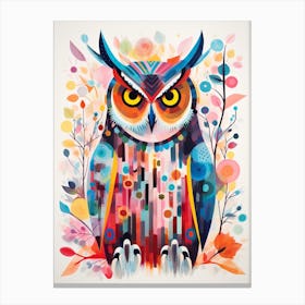 Bird Painting Collage Great Horned Owl 4 Canvas Print