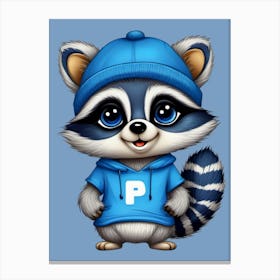 Raccoon BLUE CUTE Canvas Print