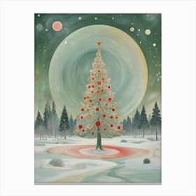 Christmas Tree In The Snow Canvas Print