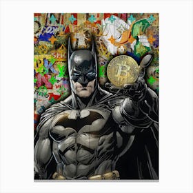 Pop Art Batman Bitcoin Cryptal Canvas Print