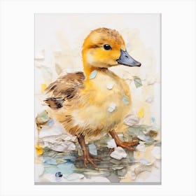 Sweet Mixed Media Duckling Collage 2 Canvas Print