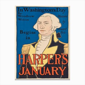 In Washington S Day By Woodrow Wilson Begins In Harper S January, Edward Penfield Canvas Print