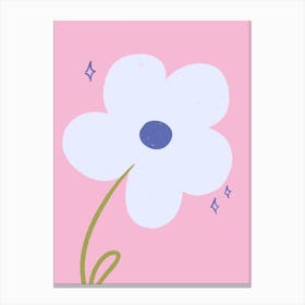Pink and Blue Flower Doodle Canvas Print