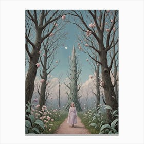 Girl In The Nightmare Fairytale Forest Canvas Print