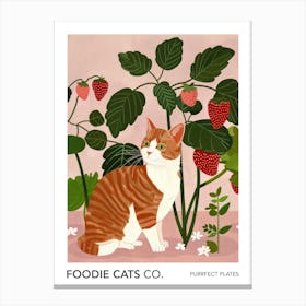 Foodie Cats Co Cat And Strawberries 2 Canvas Print