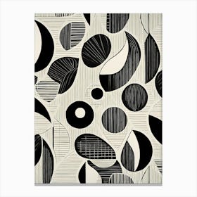 Retro Inspired Linocut Abstract Shapes Black And White Colors art, 227 Canvas Print